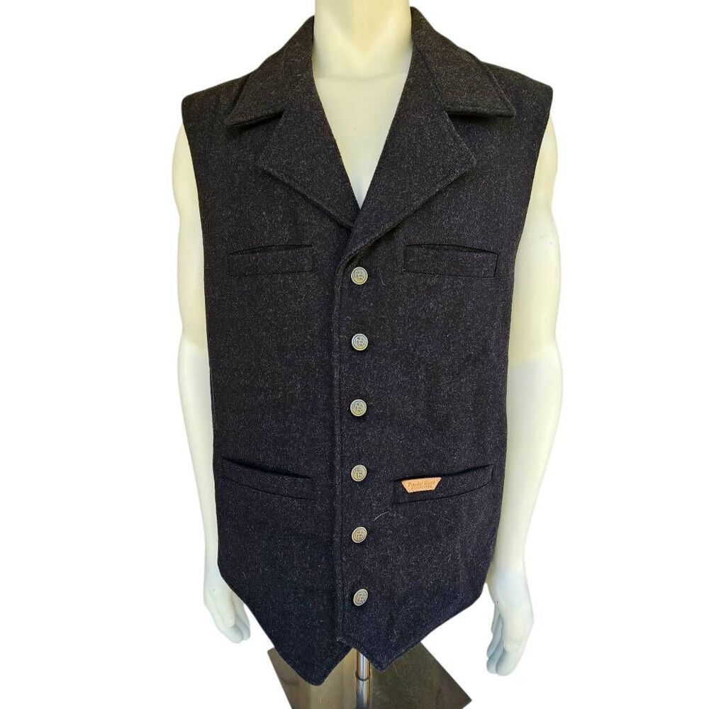 Powder River Outfitters Wool Blend Vest XXL Black Western Button Panhandle Slim